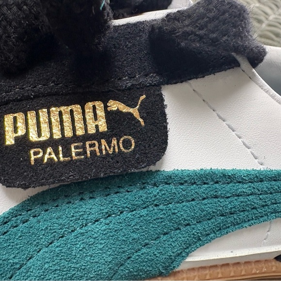 Puma Palermo Black White Green Sneakers Sz 5 NWT - Picture 5 of 9